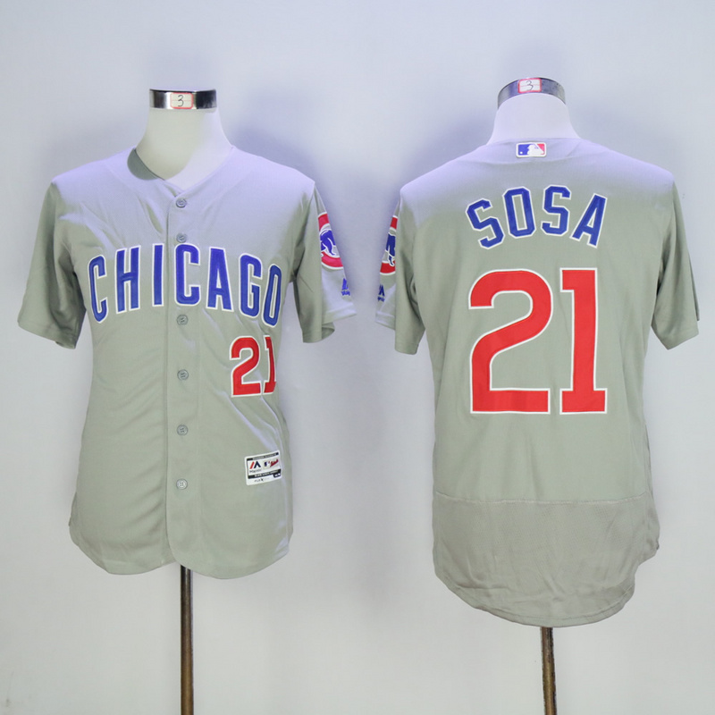 Men Chicago Cubs #21 Sosa Grey MLB Jerseys